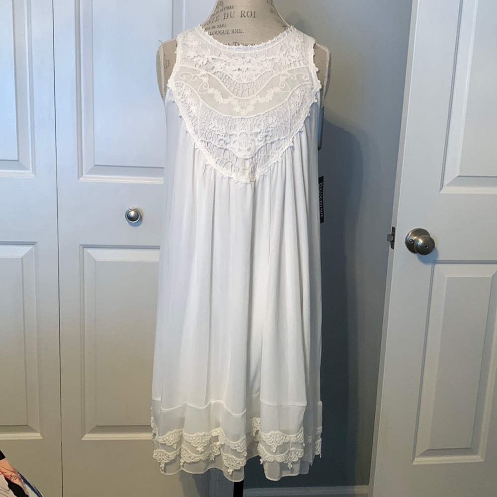 Ny and Company White Lace Bib Dress